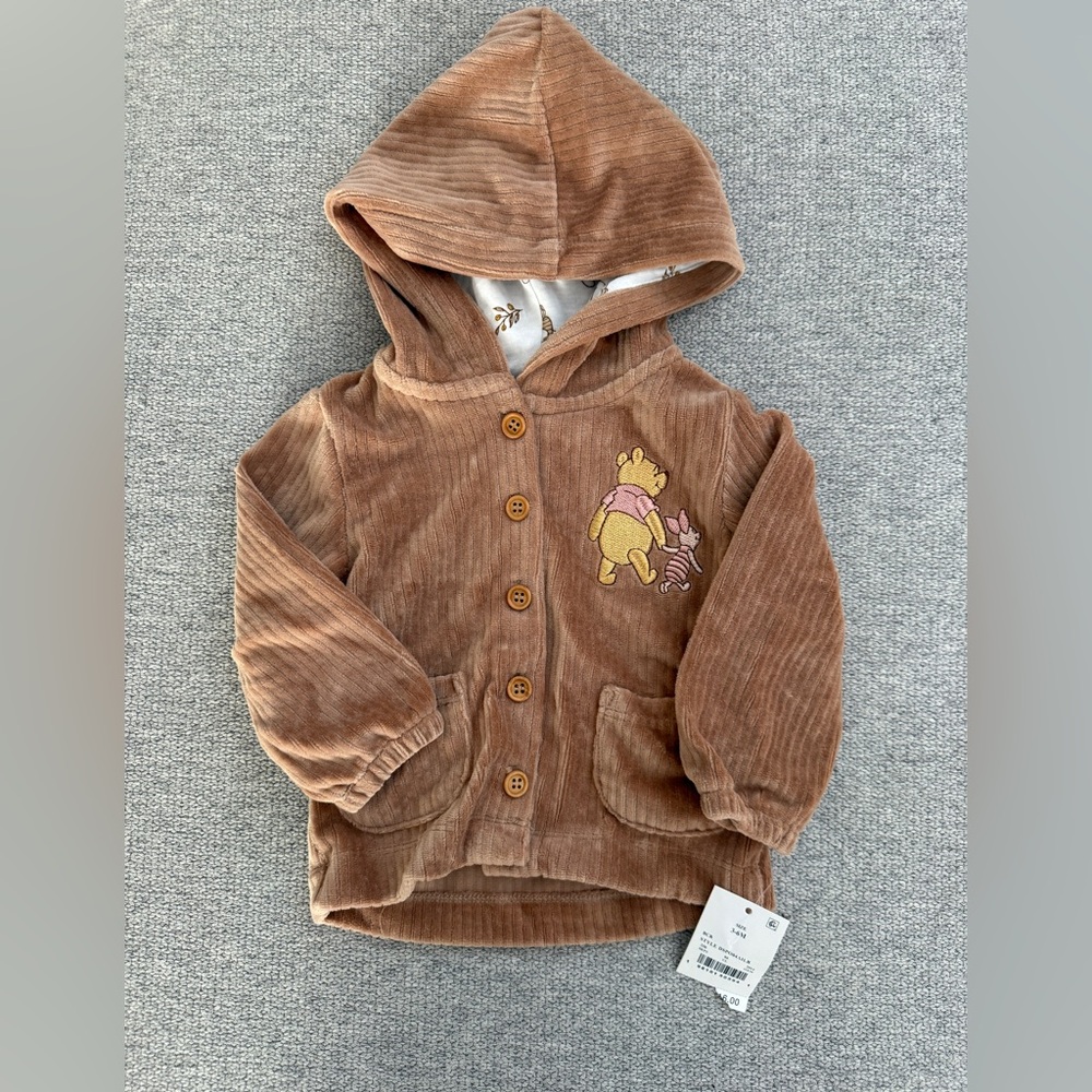 Disney Baby Brown Corduroy Hoodie with Winnie the Pooh Characters